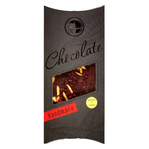 Czekolada deserowa 60% z liofilizowanymi wiśniami i prażonymi karmelizowanymi migdałami - Giftoria - zestawy prezentowe Czekolada deserowa 60% z liofilizowanymi wiśniami i prażonymi karmelizowanymi migdałami - Giftoria - zestawy prezentowe