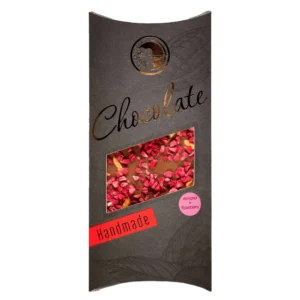 Czekolada mleczna 33% z&nbsp;liofilizowanymi malinami i&nbsp;prażonymi karmelizowanymi migdałami  -  Giftoria - zestawy prezentowe