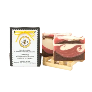 Mydło z woskiem pszczelim KAKAOWE Z MIODEM MALINOWYM - Giftoria - zestawy prezentowe Mydło z woskiem pszczelim KAKAOWE Z MIODEM MALINOWYM - Giftoria - zestawy prezentowe