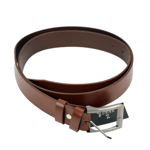 Męski pasek skórzany w jasnym brązie z klasyczną klamrą - Giftoria - zestawy prezentowe Męski pasek skórzany w jasnym brązie z klasyczną klamrą - Giftoria - zestawy prezentowe