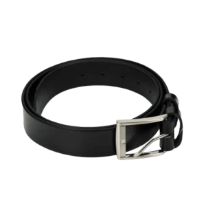 Męski pasek skórzany czarny z&nbsp;klasyczną klamrą  -  Giftoria - zestawy prezentowe