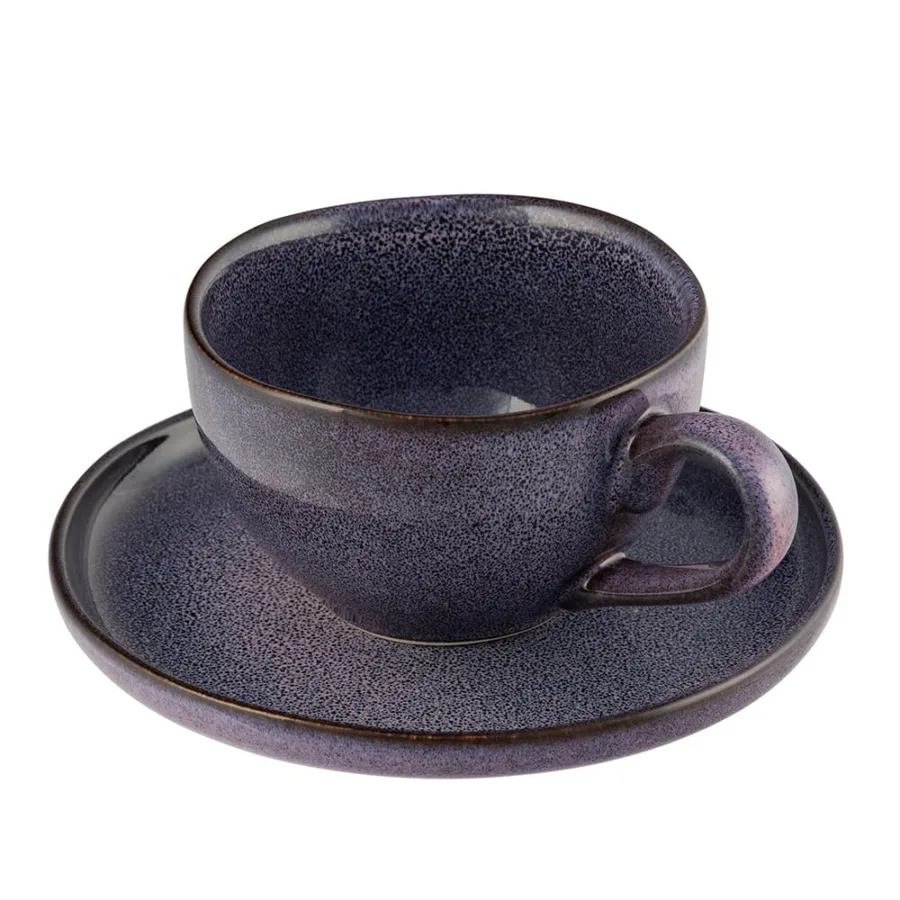 Filiżanka porcelanowa Reactive Fiolet ze spodkiem 220 ml i 15 cm  -  Giftoria - zestawy prezentowe 2