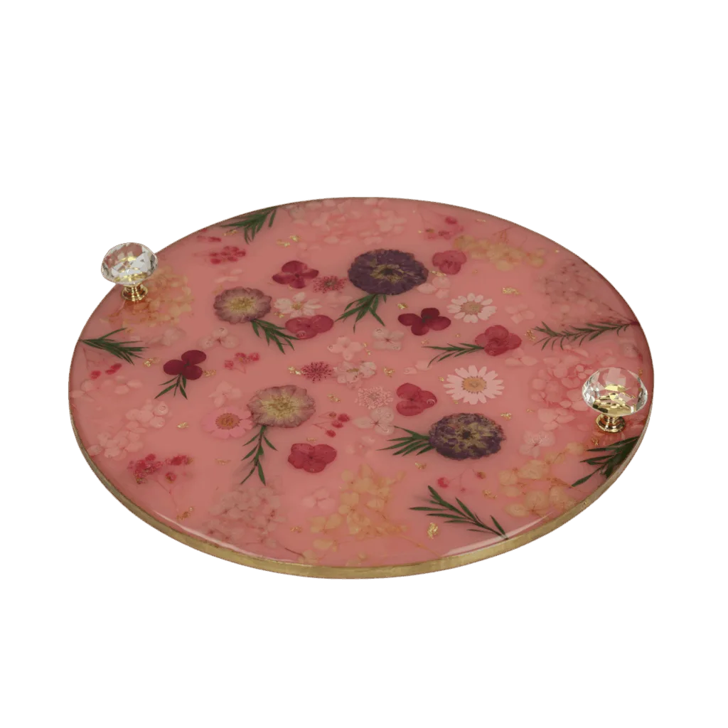 Patera „Kwiatowa Serenada” – ręcznie wykonana z żywicy epoksydowej i suszonych kwiatów  -  Giftoria - zestawy prezentowe