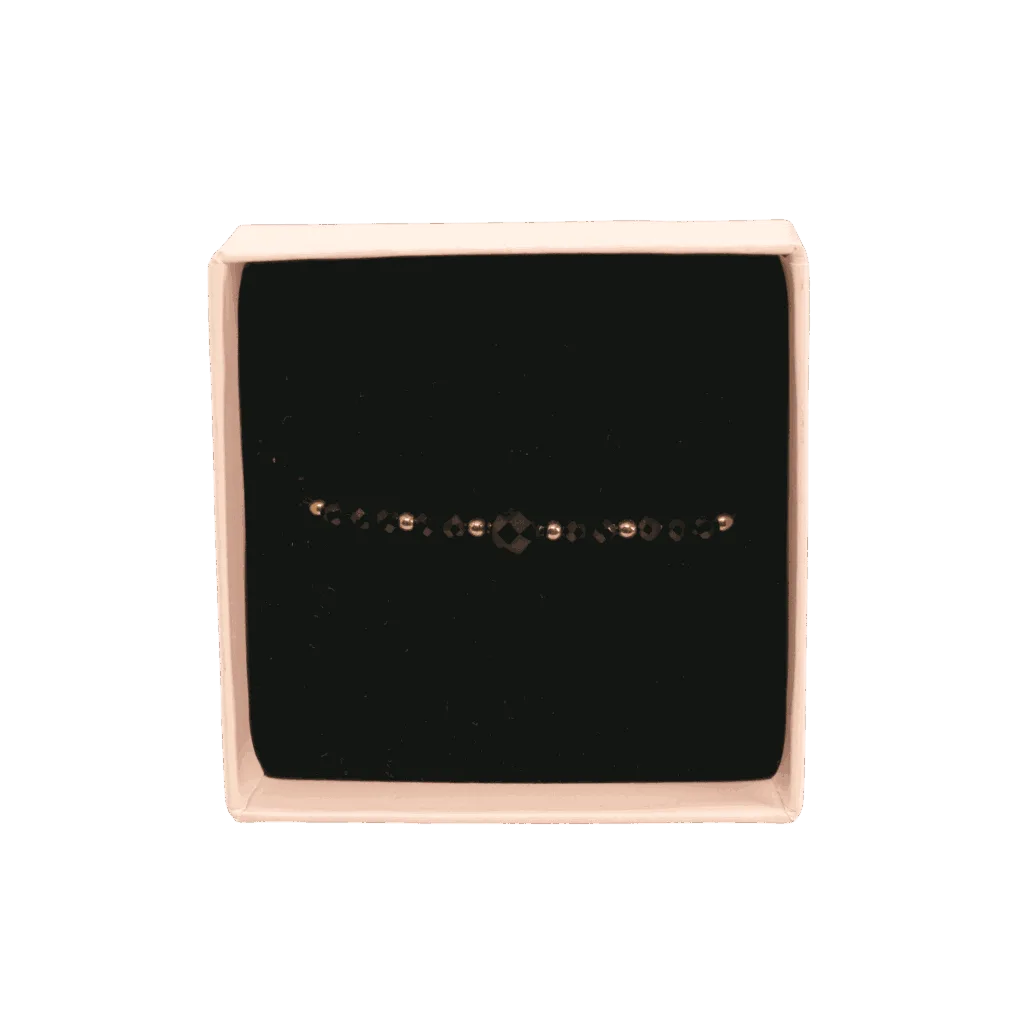 Bransoletka czarna z turmalinem pozłacana  -  Giftoria - zestawy prezentowe