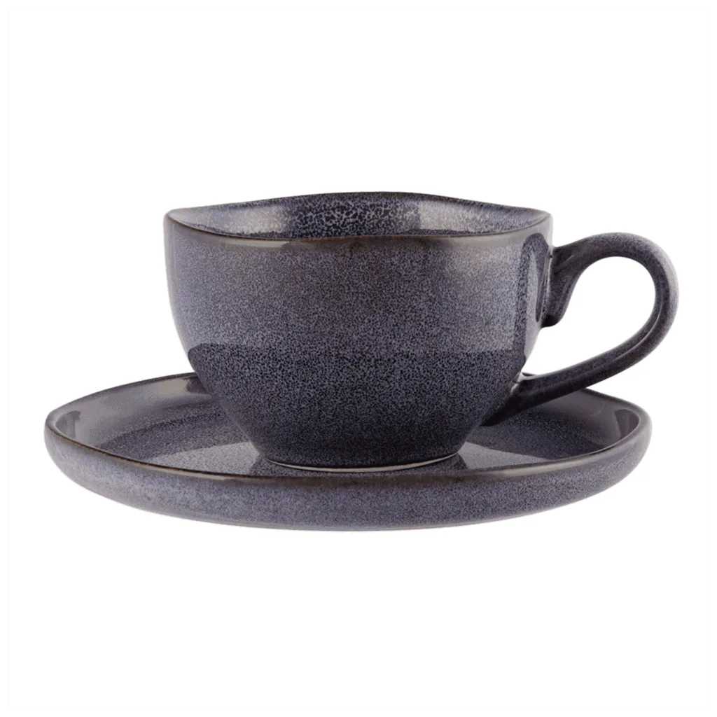 Filiżanka porcelanowa Reactive Fiolet ze spodkiem 220 ml i 15 cm  -  Giftoria - zestawy prezentowe