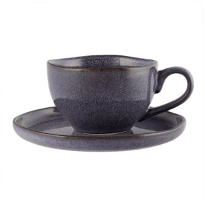 Filiżanka porcelanowa Reactive Fiolet ze&nbsp;spodkiem 220 ml i&nbsp;15 cm  -  Giftoria - zestawy prezentowe