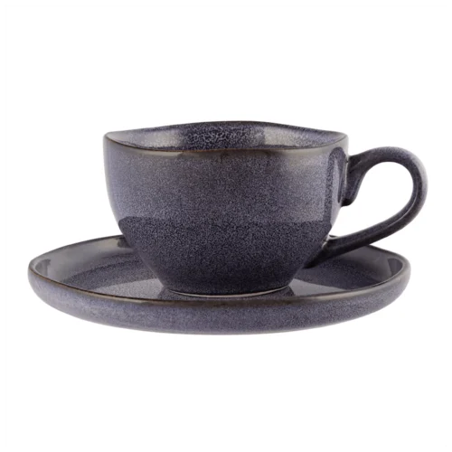 Filiżanka porcelanowa Reactive Fiolet ze&nbsp;spodkiem 220 ml i&nbsp;15 cm  -  Giftoria - zestawy prezentowe