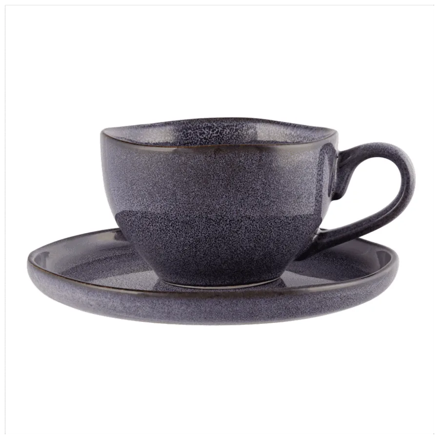 Filiżanka porcelanowa Reactive Fiolet ze spodkiem 220 ml i 15 cm  -  Giftoria - zestawy prezentowe