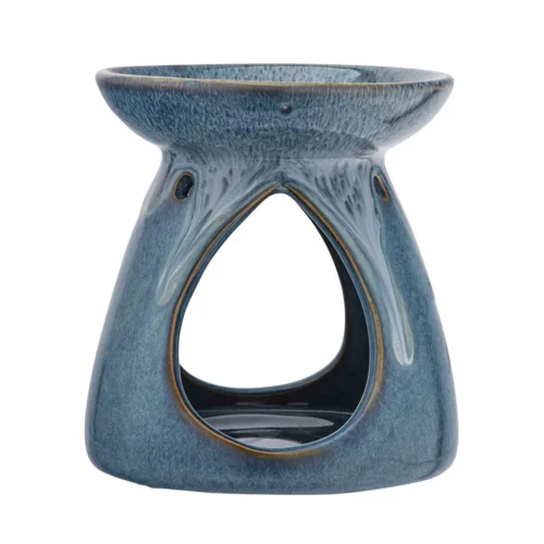 Porcelanowy kominek zapachowy niebieski 9,5×9,5×10,5 cm&nbsp;– dekoracyjny świecznik  -  Giftoria - zestawy prezentowe