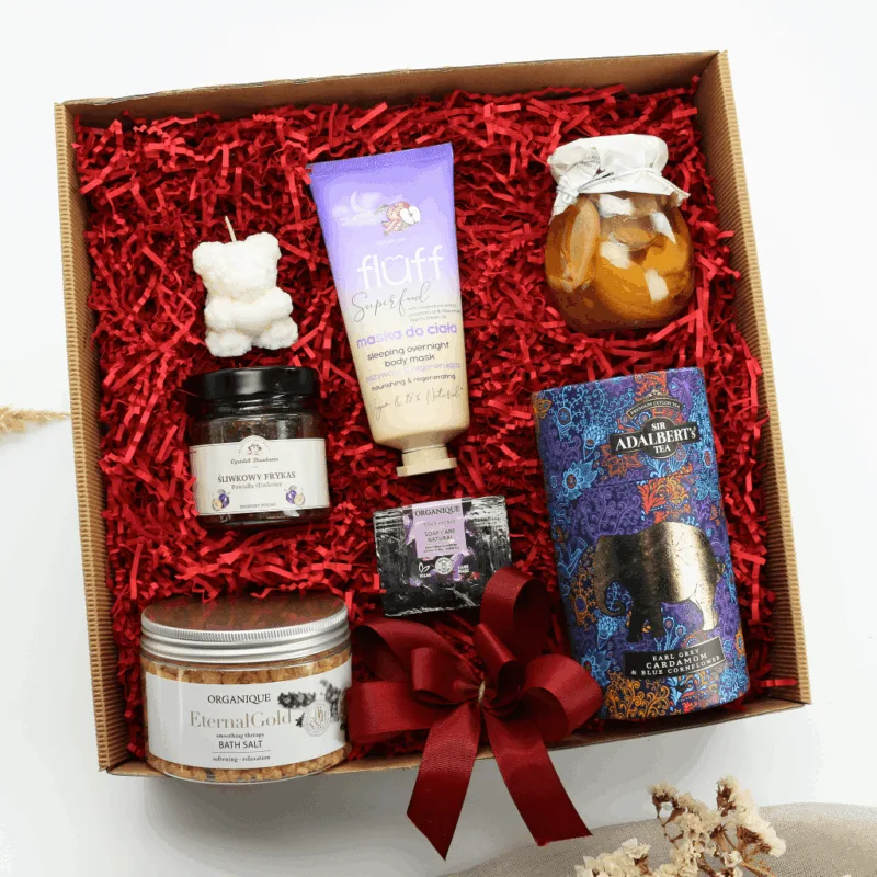 Zestaw Prezentowy „Złota Radość” – chwile relaksu, aromaty i&nbsp;przyjemności  -  Giftoria - zestawy prezentowe