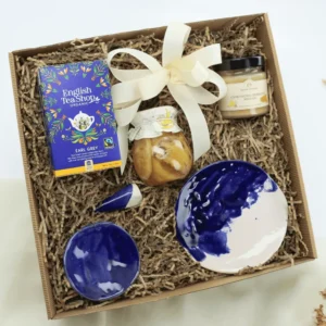 Zestaw Prezentowy Indygo – cytrynki, zestaw ceramiczny, miód  -  Giftoria - zestawy prezentowe