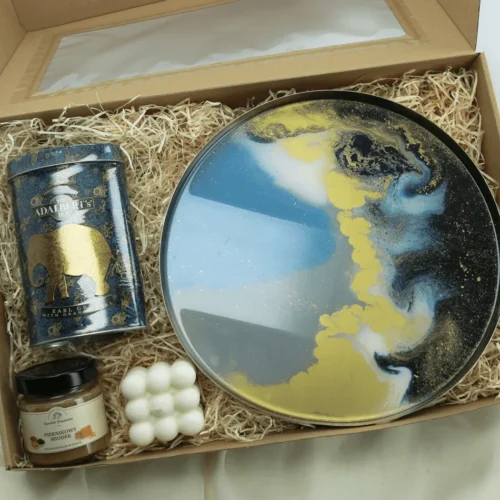 Zestaw Prezentowy z&nbsp;paterą z&nbsp;żywicy epoksydowej  -  Giftoria - zestawy prezentowe